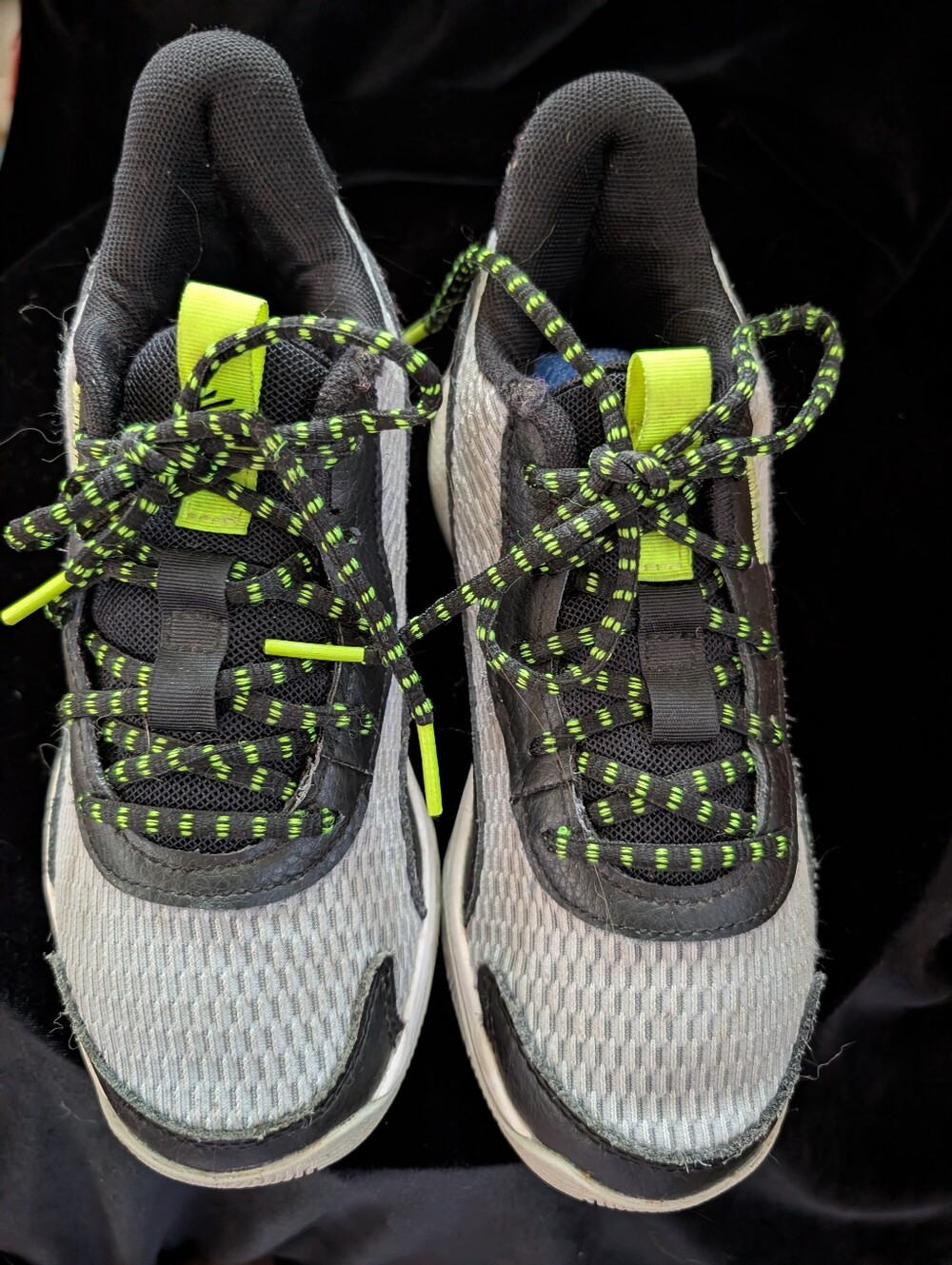 Under Armour Gray and Neon Green Kids Athletic Sneakers